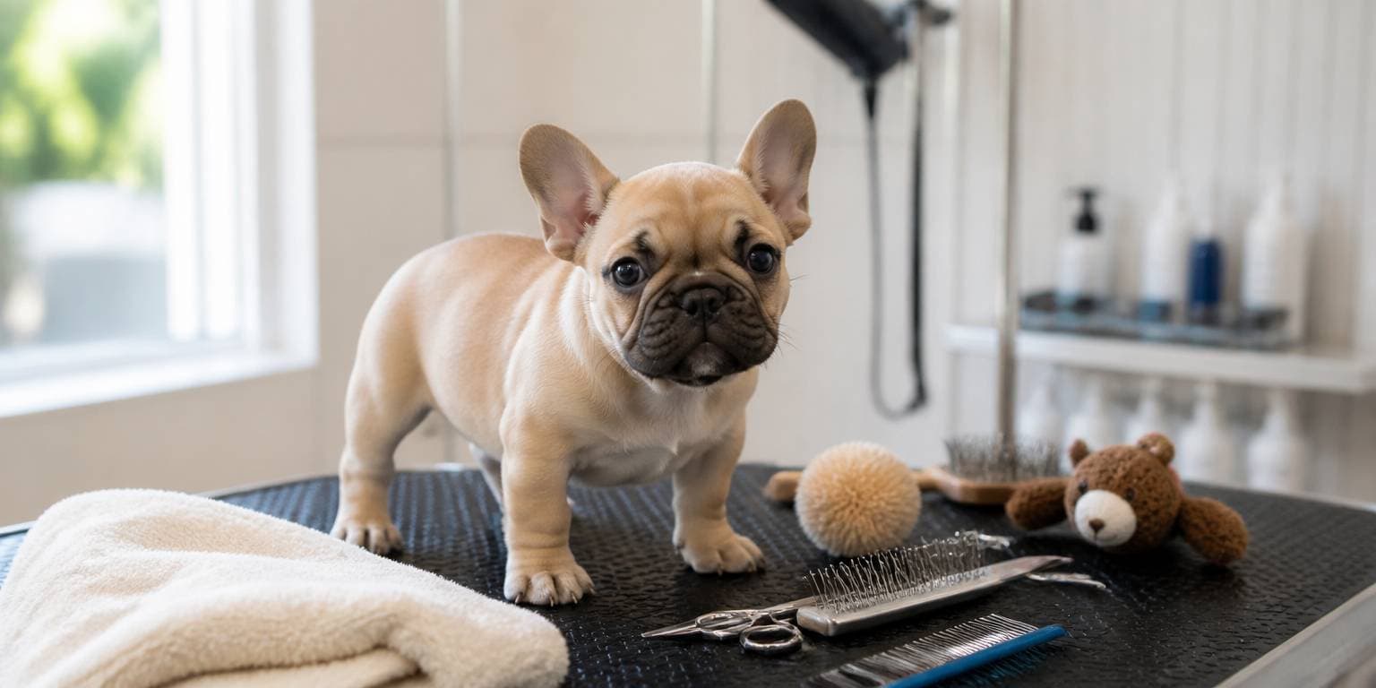 Premier toilettage chiot Mézières – séance d'initiation chez Espace Toutou Relax