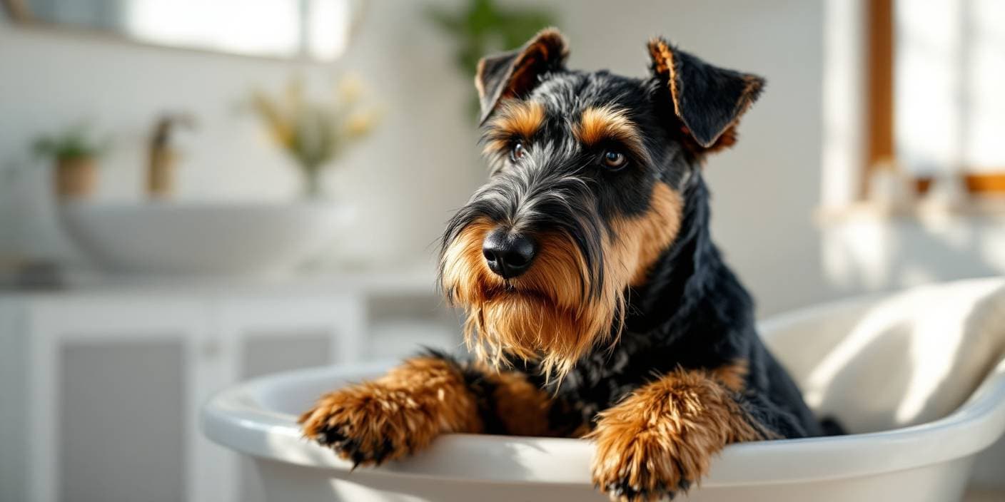 Toilettage Airedale Terrier Mézières – trimming professionnel dans le salon Espace Toutou Relax